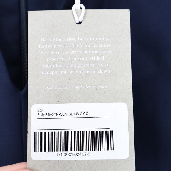 NWT Everlane The Structured V-Neck Cotton Jumpsuit In Navy Blue Size 00 - Picture 10 of 10